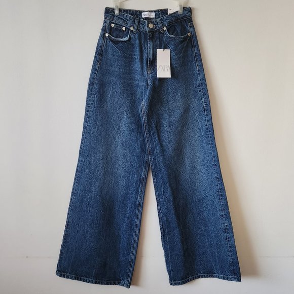 NWT ZARA Mid-rise Super Wide Leg Jeans TRF - Picture 5 of 10